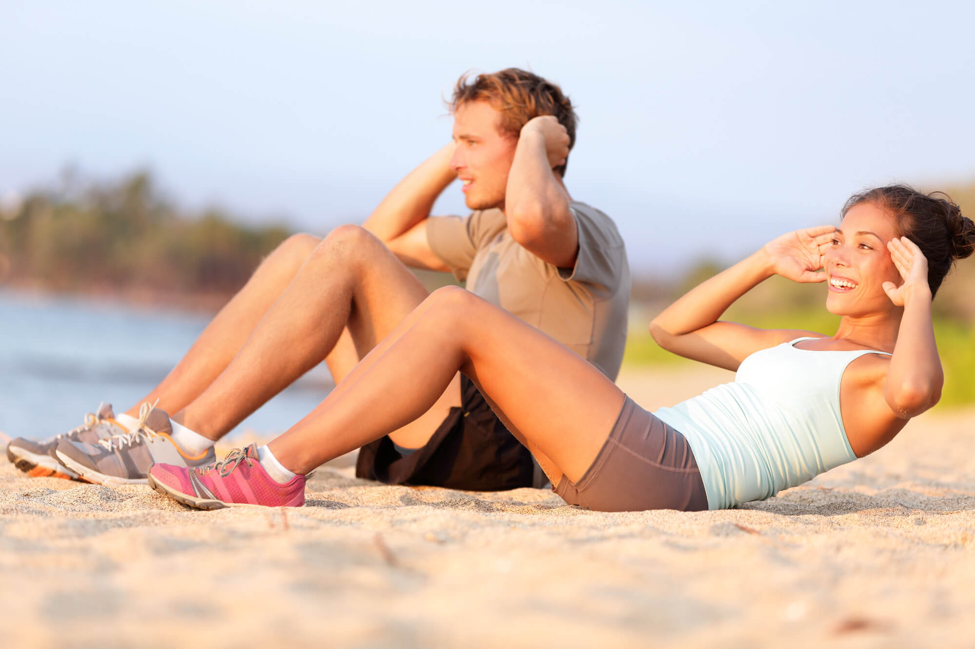 Situps on beach